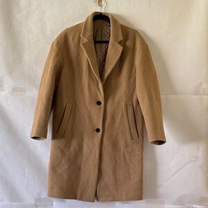Andew Wool Blend Trench Coat Size 90 US Sz M Camel Beige Structured Minimalist